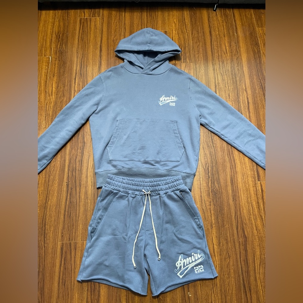Mike Amiri 22 Distressed Hoodie&Shorts Set